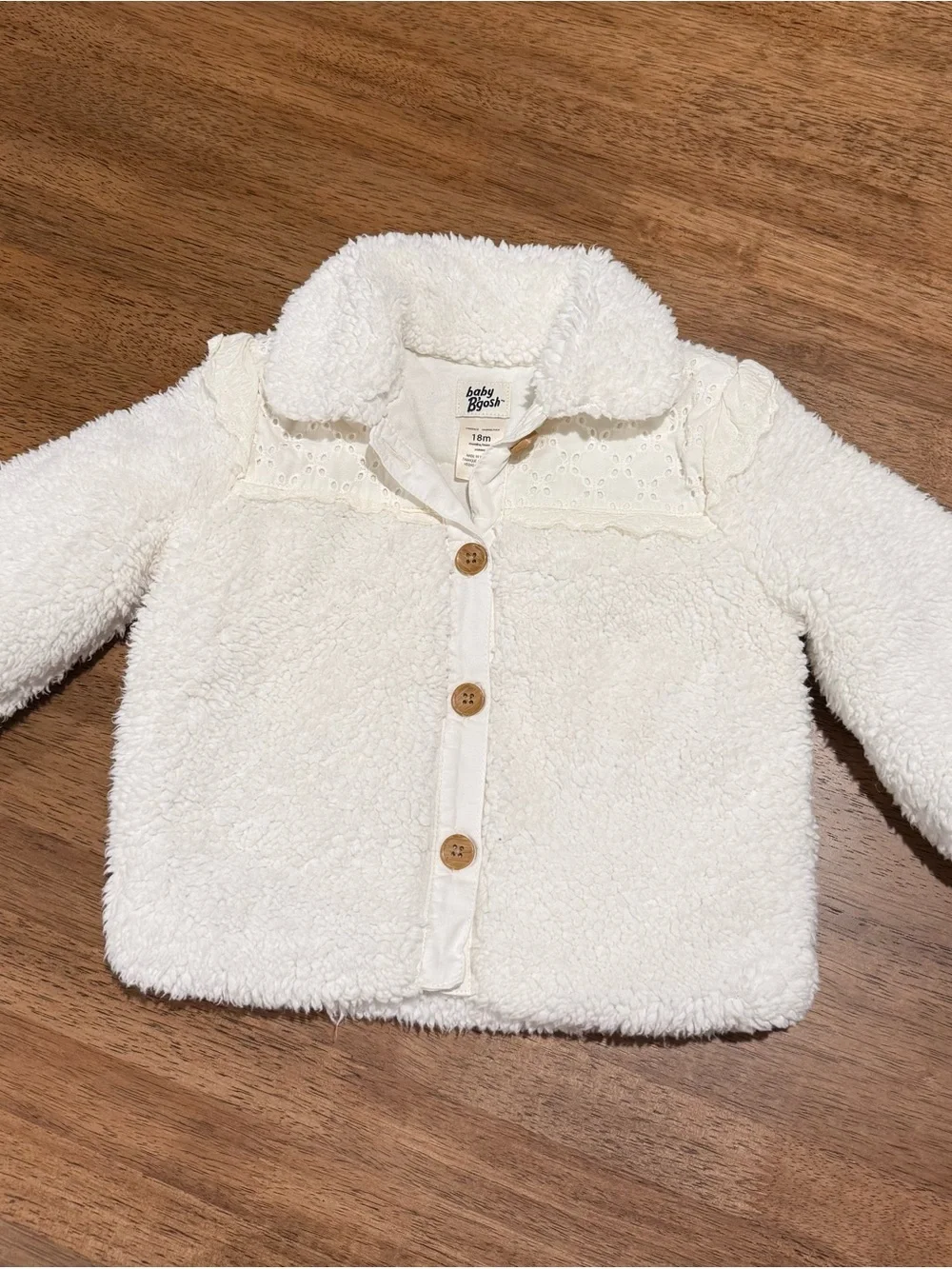 Carter's Velvet Red Puff-Sleeve Top with Ivory Knit Dress & Sherpa Jacket
